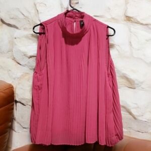 Cliché Sleeveless Shirt Blouse Pink Pleated Womans size XL